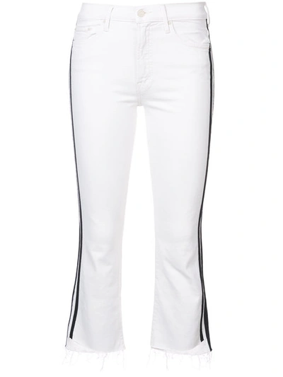 Mother The Insider Crop Step Fray Jeans In White
