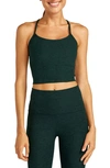 Beyond Yoga Spacedye Slim Racerback Cropped Tank In Dark Spruce Green Heather In Midnight Green Heather