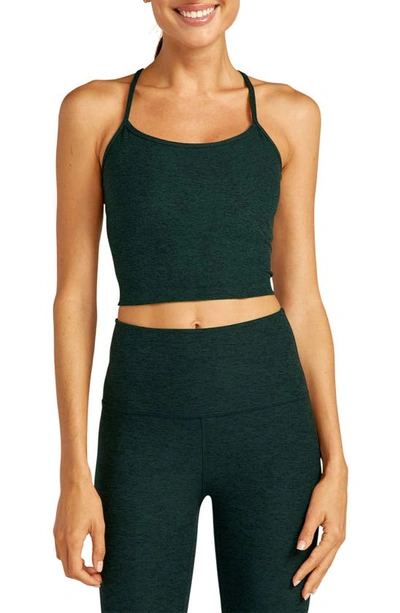 Beyond Yoga Spacedye Slim Racerback Cropped Tank In Dark Spruce Green Heather