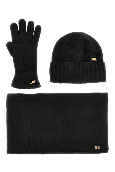 Bally Logo Detailed Gloves And Scarf Set In Black