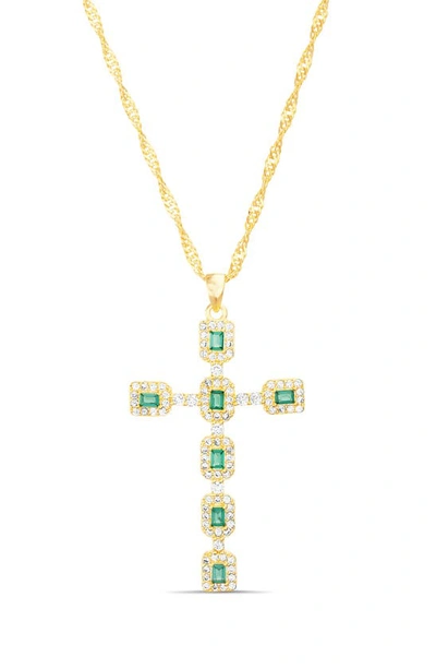 Paige Harper Cz Cross Pendant Necklace In Multicolored