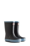 Hunter Kids' First Classic Waterproof Rain Boot In Navy/blue Frost/white Willow