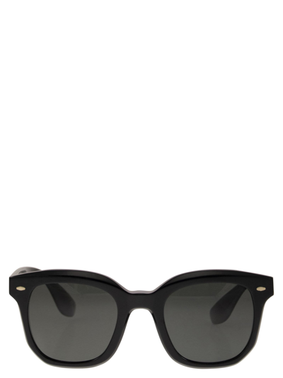 Brunello Cucinelli Sophisticated Vintage-inspired Black Sunglasses With Hand-inlaid Logos And Uv Protection