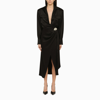 David Koma Black Satin Midi Chemisier