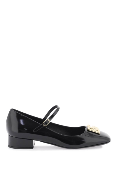 Dolce & Gabbana Logo-plaque Mary Jane Shoes In Black