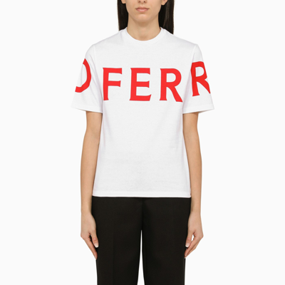 Ferragamo Logo Cotton Jersey Short Sleeve T-shirt In Blanco