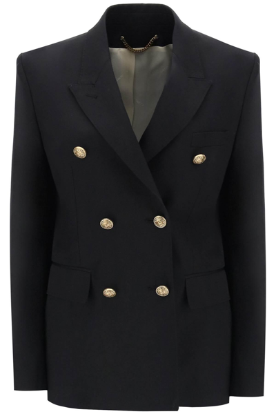 Golden Goose Double-breasted Blazer With Heraldry Buttons In Black