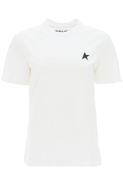 Golden Goose Regular T Shirt With Star Logo In Optic White Black (black)