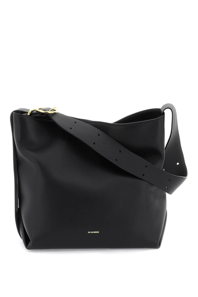 Jil Sander Leather Shoulder Bag In Black