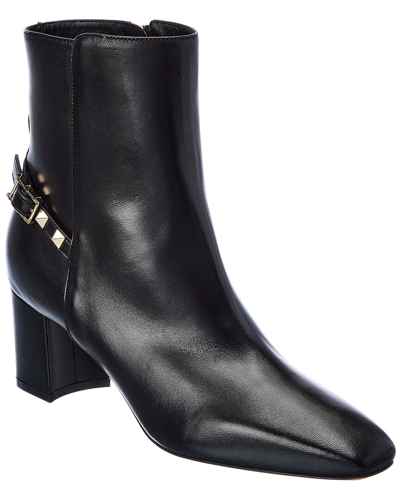 Valentino Garavani Leather Rockstud Ankle Boots 60 In Black