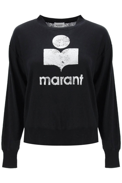 Marant Etoile Isabel  Klowia T Shirt With Metallic Logo Print In Multi-colored