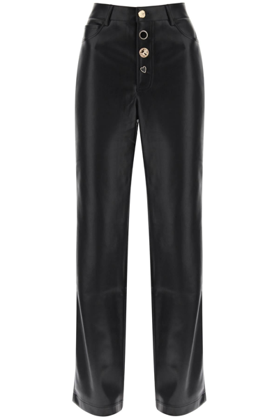ROTATE BIRGER CHRISTENSEN ROTATE EMBELLISHED BUTTON FAUX LEATHER PANTS