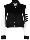 Thom Browne Varsity Panelled Bomber Jacket In Black&white