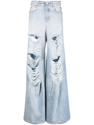 Vetements Distressed High-rise Jeans In Light Blue