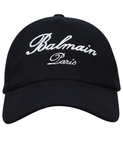 Balmain Man Black Cotton Hat