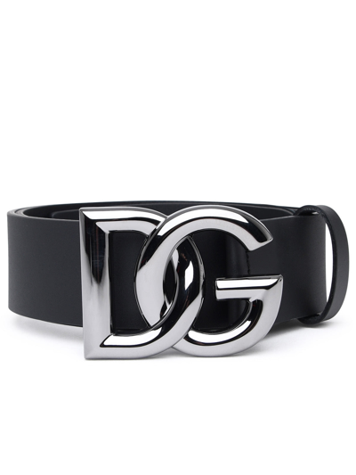 Dolce & Gabbana Black Leather Dg Belt Man