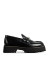 Gucci Interlocking G Chain Leather Loafers In Black