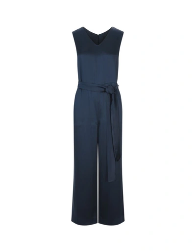 's Max Mara Euclide Satin Viscose Jumpsuit In Navy