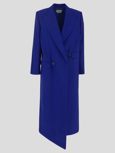 Alexander Mcqueen Coat In Blue