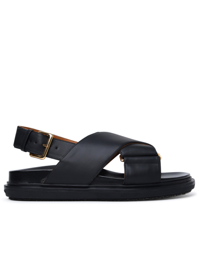 MARNI MARNI 'FUSSBETT' BLACK CALF LEATHER SANDALS WOMAN