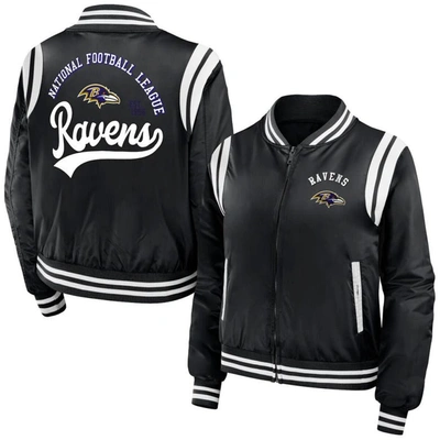 Wear By Erin Andrews Black Baltimore Ravens Full-zip Bomber Jacket