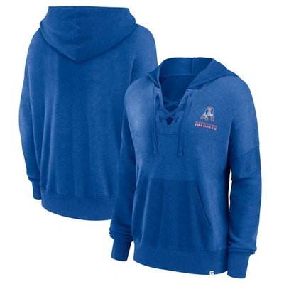 FANATICS FANATICS BRANDED ROYAL NEW ENGLAND PATRIOTS HERITAGE SNOW WASH FRENCH TERRY LACE-UP PULLOVER HOODIE