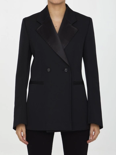 Bottega Veneta Compact Wool Jacket With Curved Sleeves In Black
