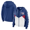 Wear By Erin Andrews Women's  Royal, White New York Giants Plus Size Color Block Full-zip Hoodie In Royal
