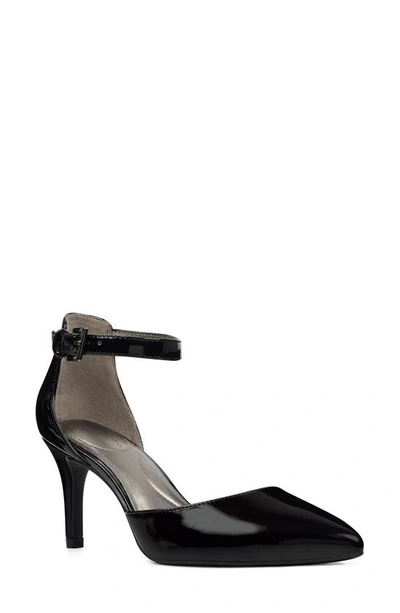Bandolino Ginata Pointed Toe Ankle Strap Pump In Navy Patent