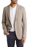 Hugo Boss Men's Slim-fit Jacket In Micro-patterned Virgin Wool In Light Beige