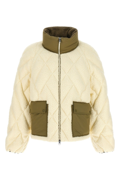 Moncler Jonquille Quilted Sherpa Jacket In Ivory