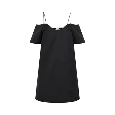 Ganni Taffeta Mini Dress In Black