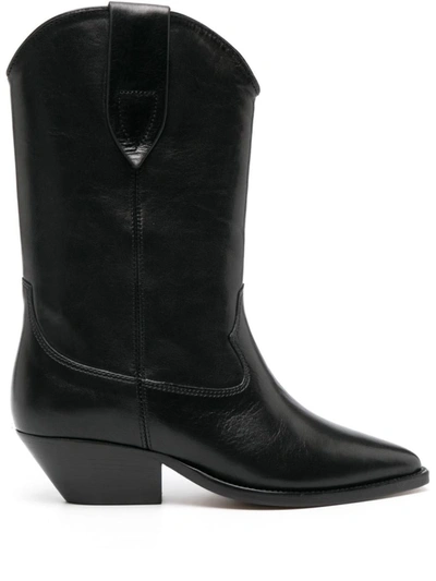Isabel Marant Leather Duerto Cowboy Boots 40 In Black