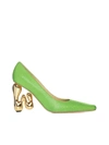 Jw Anderson Jw Bubble Heel Leather Pumps In Fluo Green Heel Gold