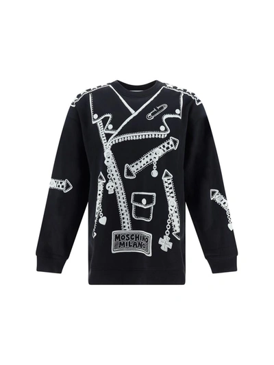 Moschino Graphic-print Cotton Sweatshirt In Black