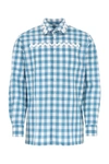 Prada Men's Embroidered Poplin Shirt In Checked