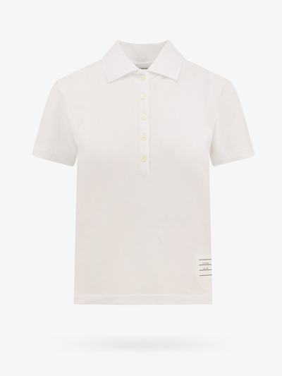 Thom Browne Polo Shirt With Tricolor Detail On The Back In White