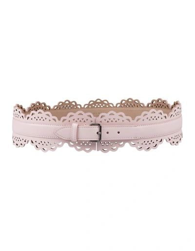 Alaïa Perforated Leather Belt In Pink