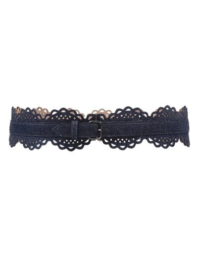 Alaïa Perforated Leather Belt In Blue