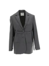 Courrèges Strapped Tailored Jacket In Steel Grey