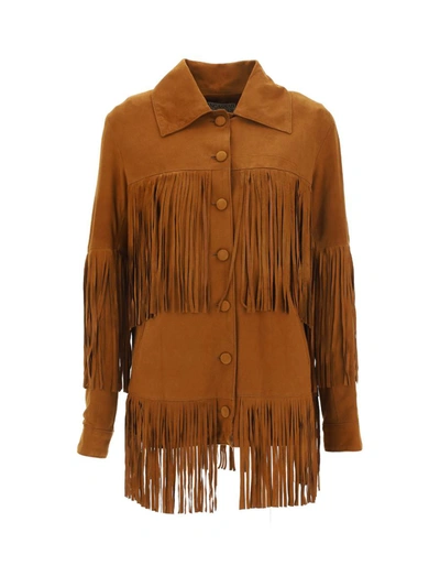 Dancassab Rimon Fringed Jacket In Brown