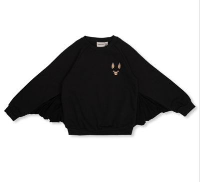 Mini Rodini Bat-embroidered Organic Cotton Sweatshirt In Black