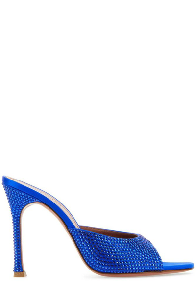 Amina Muaddi Lupita Crystal Slide Sandals In Blue