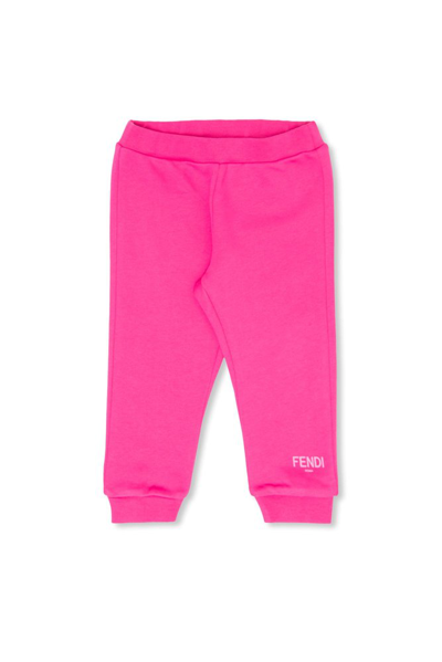 Fendi Kids Logo Printed Sweatpants In Pink