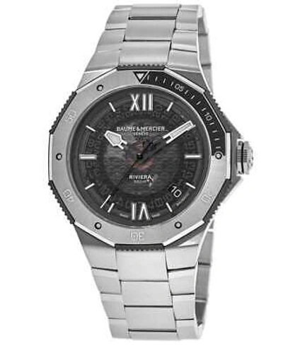 Pre-owned Baume & Mercier Riviera Automatic Diver Black Dial Steel Men's Watch 10717