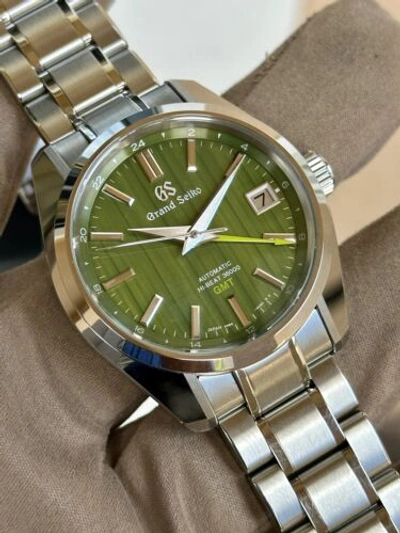 Pre-owned Grand Seiko 2023  Heritage Bamboo Stainless Steel Automatic 39.5mm Sbgj259 Green