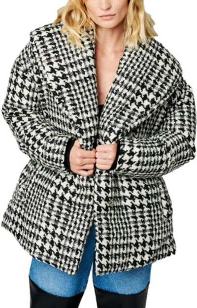 Pre-owned Blanknyc [] Womens Luxury Clothing Houndstooth Puffer Wrap Coat, Comfortable... In Pure Emotions
