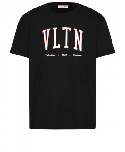 Pre-owned Valentino Garavani Mens Outline Short Sleeve Crew Neck T-shirt For Men In Black