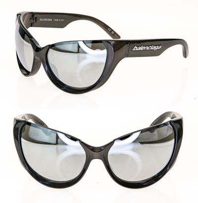Pre-owned Balenciaga Xpander Butterfly 0201 Brown Silver Unisex Mask Sunglass Bb0201s 002