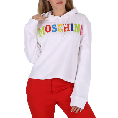 Pre-owned Moschino Ladies Fantasy Print White Logo Cotton Cotton Sweatshirt